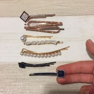 8 faux stones pearls shiny hairpins